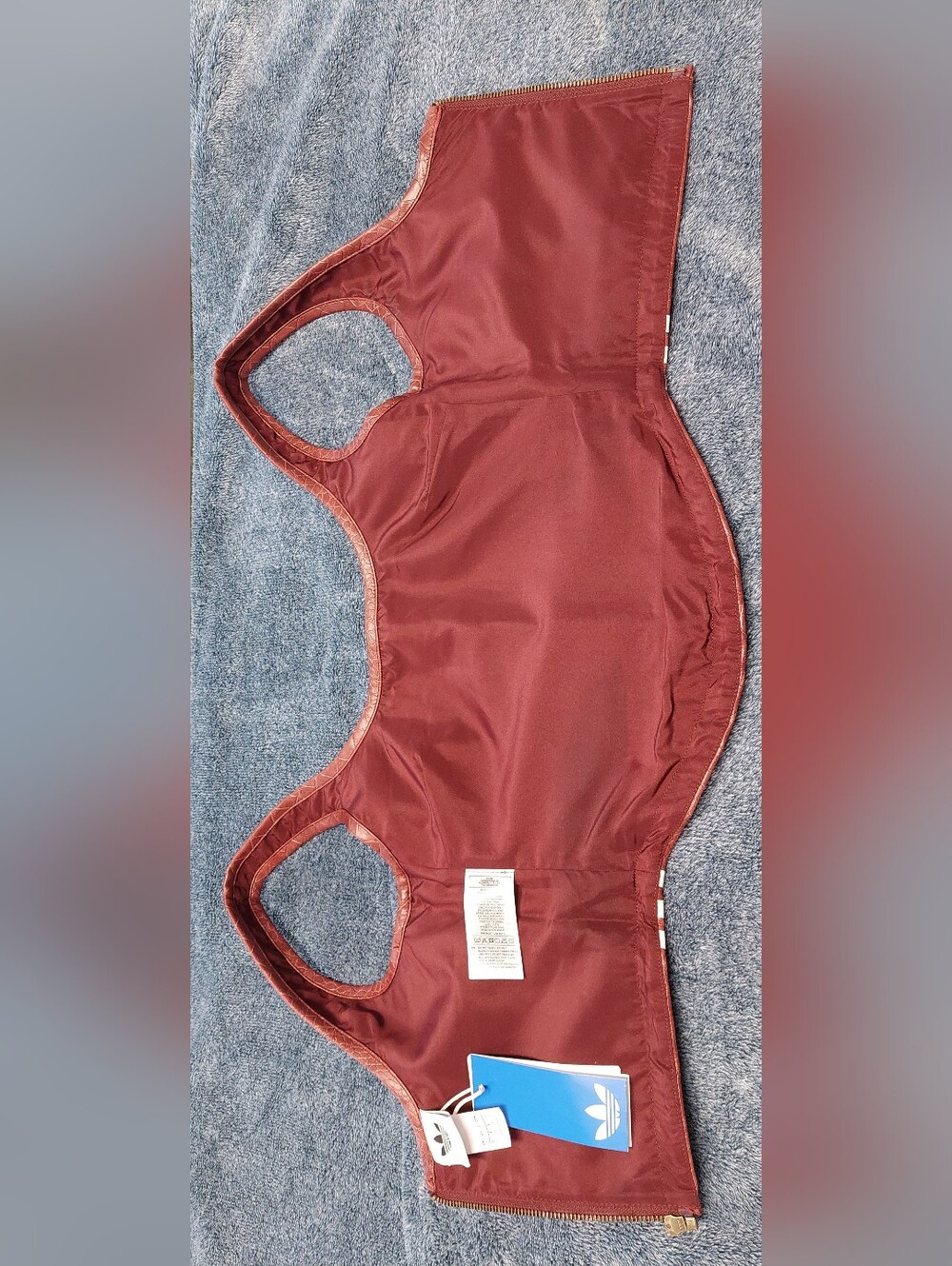 adidas Burgundy Croc-Texture Zip Pouch with Gold Logo . Pleather Corset . - Picture 5 of 12